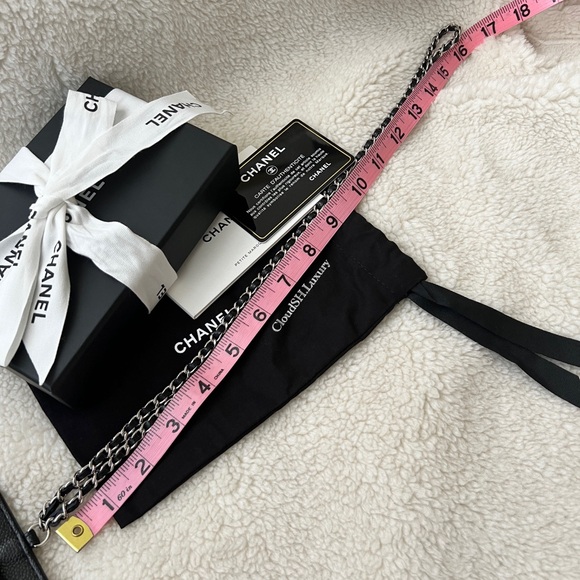 Auth BN Chanel Black Caviar ID Badge Card Holder With Chain - Picture 8 of 9